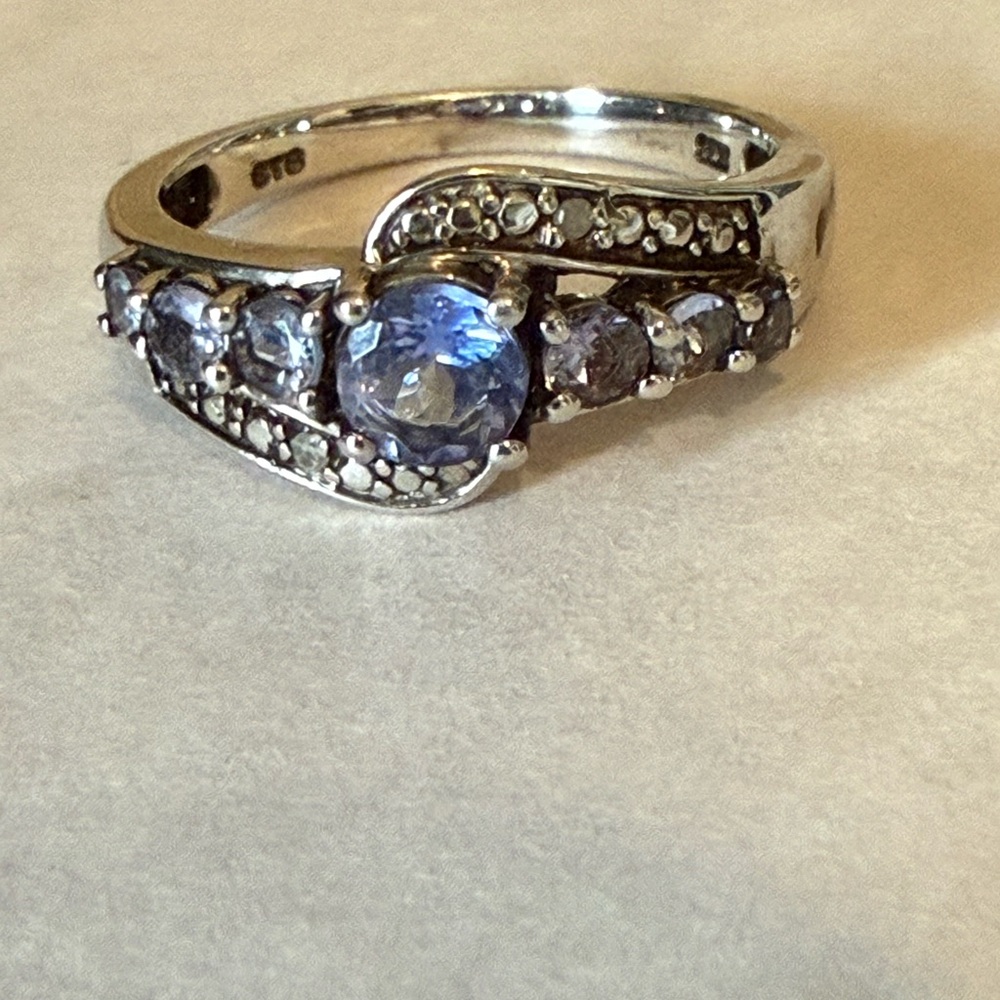 Sterling Silver Genuine Gemstone Ring With Small … - image 2